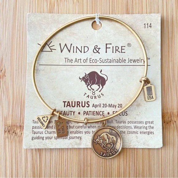 Taurus Wind and fire, the art of Eco sustainable jewelry, reclaimed bracelet - Picture 1 of 9